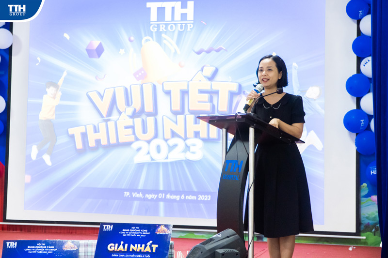 Bà Hồ Thị Trà My - Phó Tổng Giám đốc TTH Group phát biểu tại chương trình